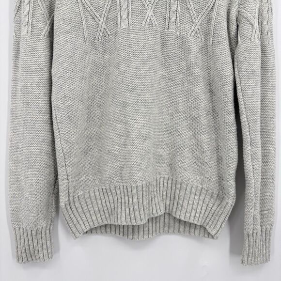 American Eagle Men's Popover Sweater, Size Med, Gray, Shawl Collar Cable Knit - Picture 4 of 9